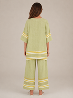 Usoa - Dames Tweedelige Set Met Asymmetrische Streeptop En Culottebroek