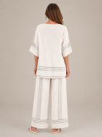 Usoa - Dames Tweedelige Set Met Asymmetrische Streeptop En Culottebroek