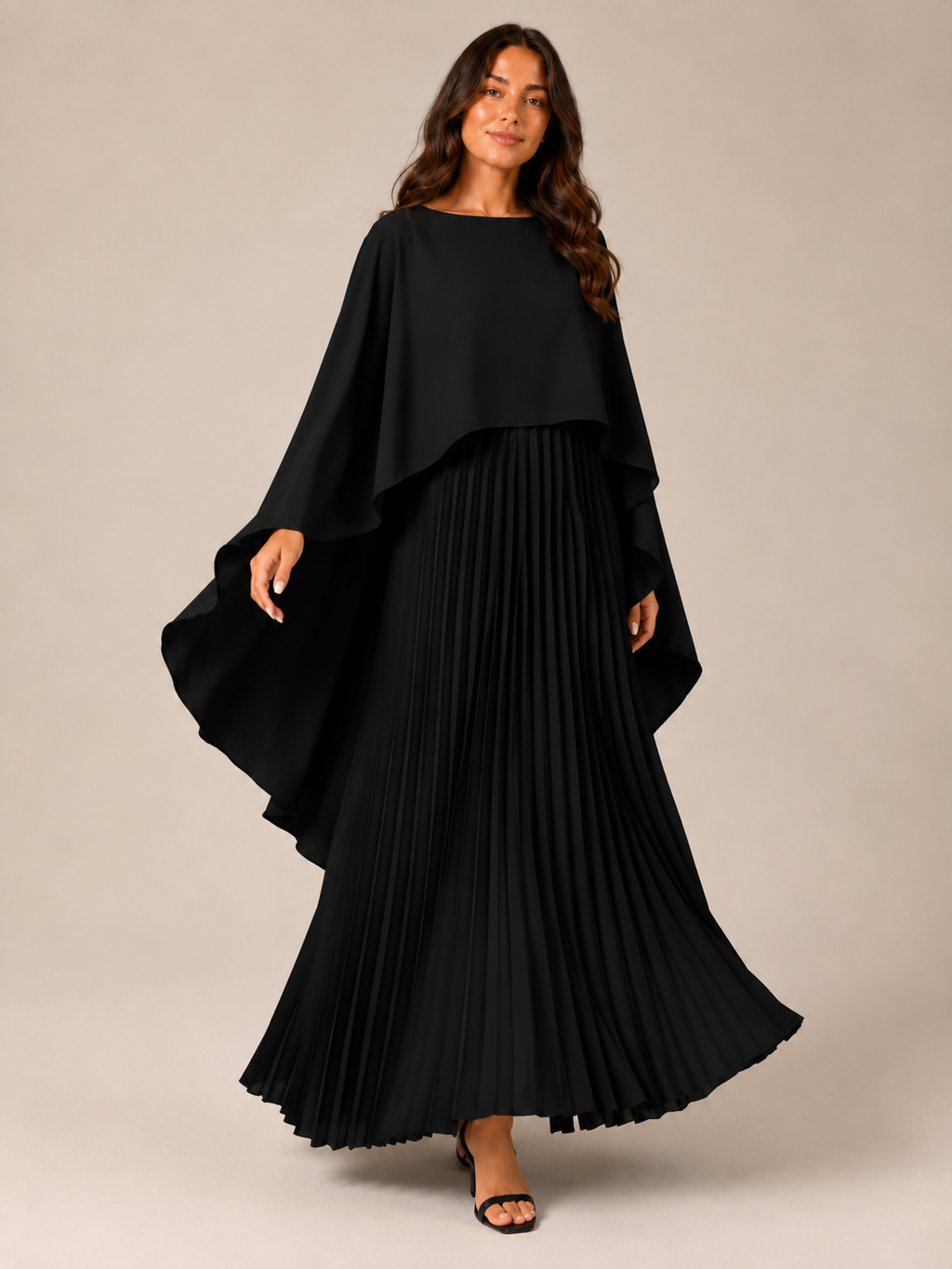 Giselanne - Maxi-jurk met Vleermuismouwen en Tailleaccent