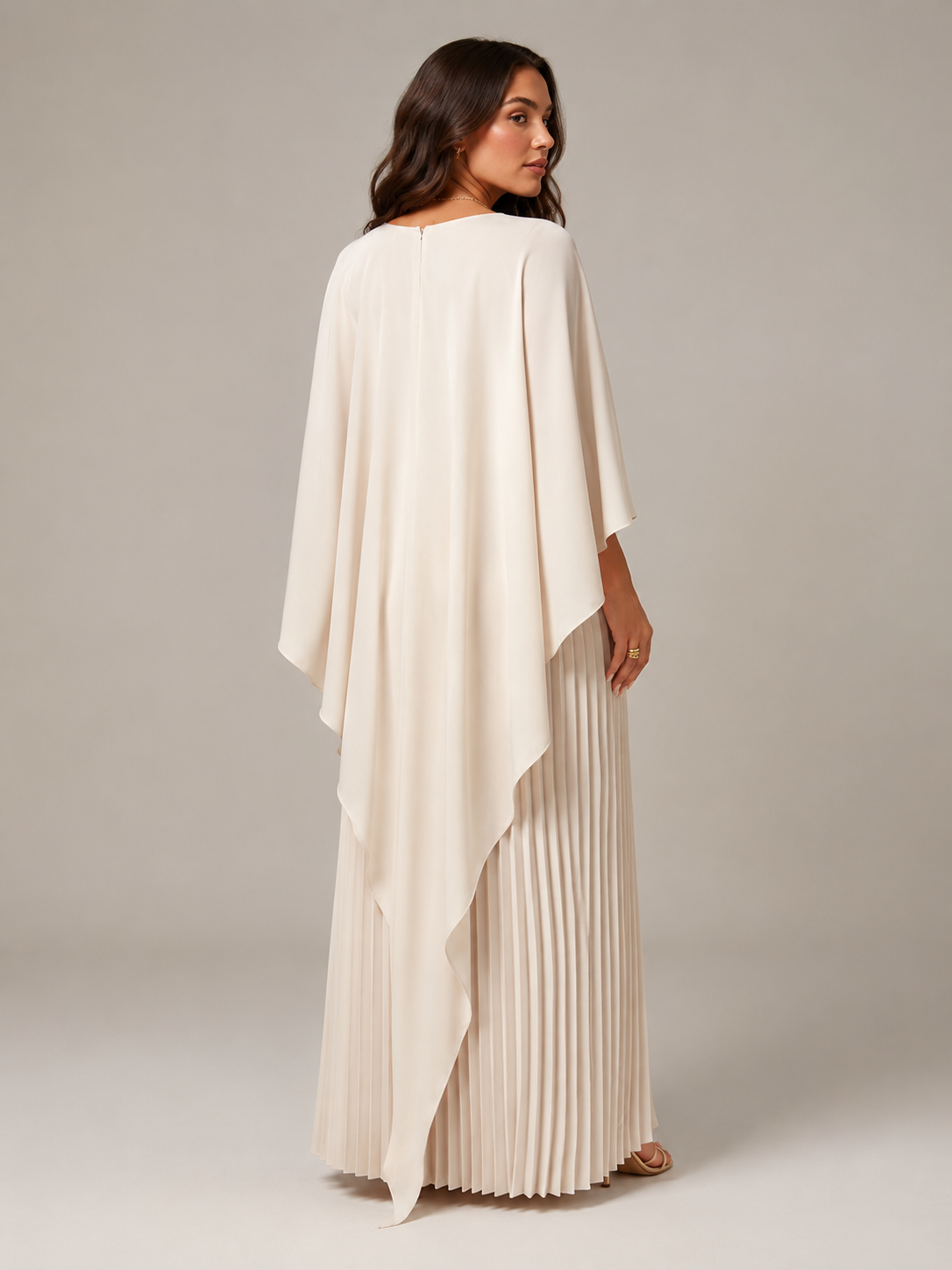 Giselanne - Maxi-jurk met Vleermuismouwen en Tailleaccent