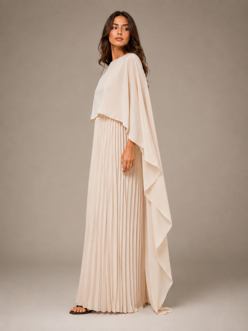 Giselanne - Maxi-jurk met Vleermuismouwen en Tailleaccent