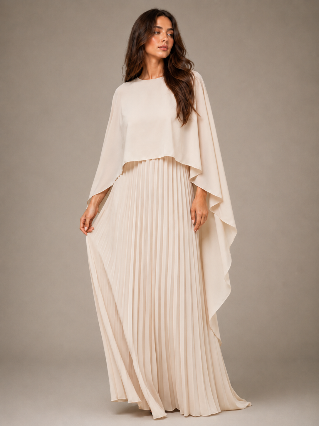 Giselanne - Maxi-jurk met Vleermuismouwen en Tailleaccent