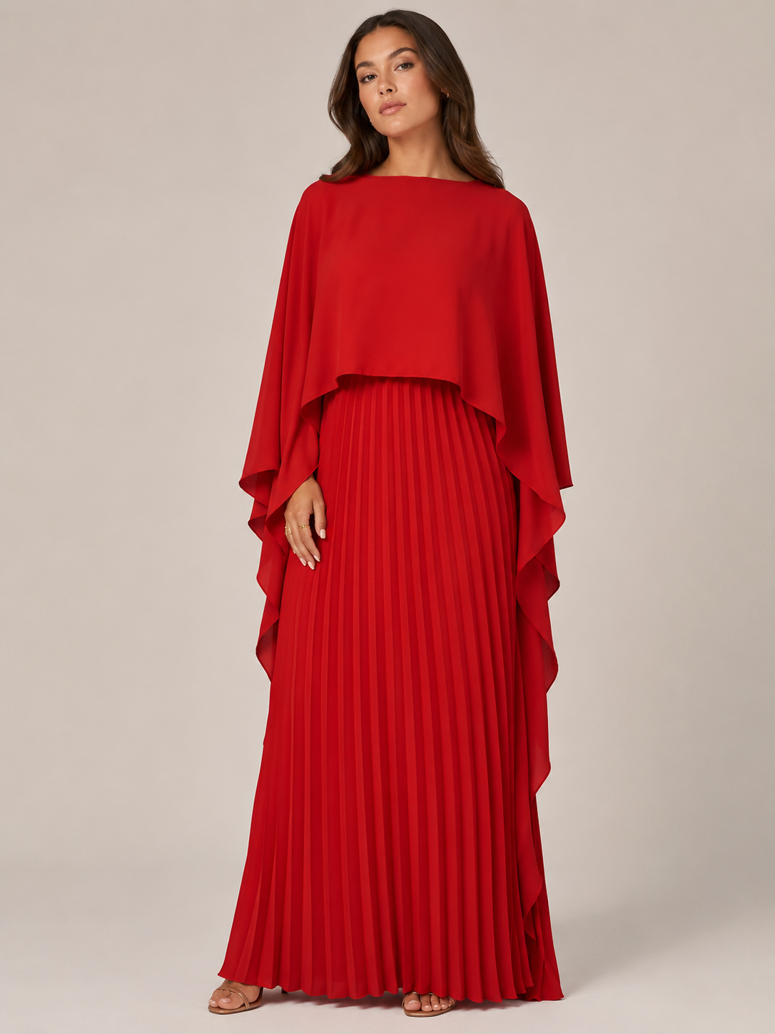 Giselanne - Maxi-jurk met Vleermuismouwen en Tailleaccent