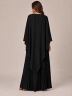 Giselanne - Maxi-jurk met Vleermuismouwen en Tailleaccent