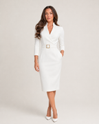 Liselore - Midi Blazerjurk Met V-Hals En Ceintuur