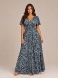 Marjolein - Maxi-jurk Met V-hals  Elastische Taille En Bloemenprint