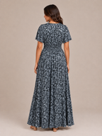 Marjolein - Maxi-jurk Met V-hals  Elastische Taille En Bloemenprint