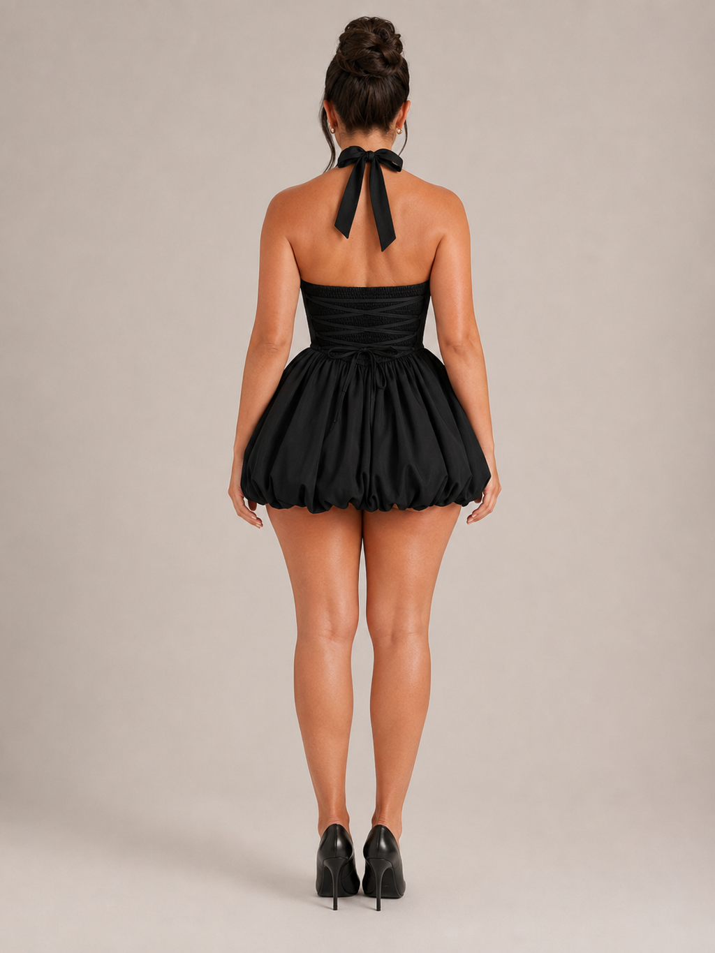 Fabiola - Mouwloze Mini-jurk met Vetersluiting