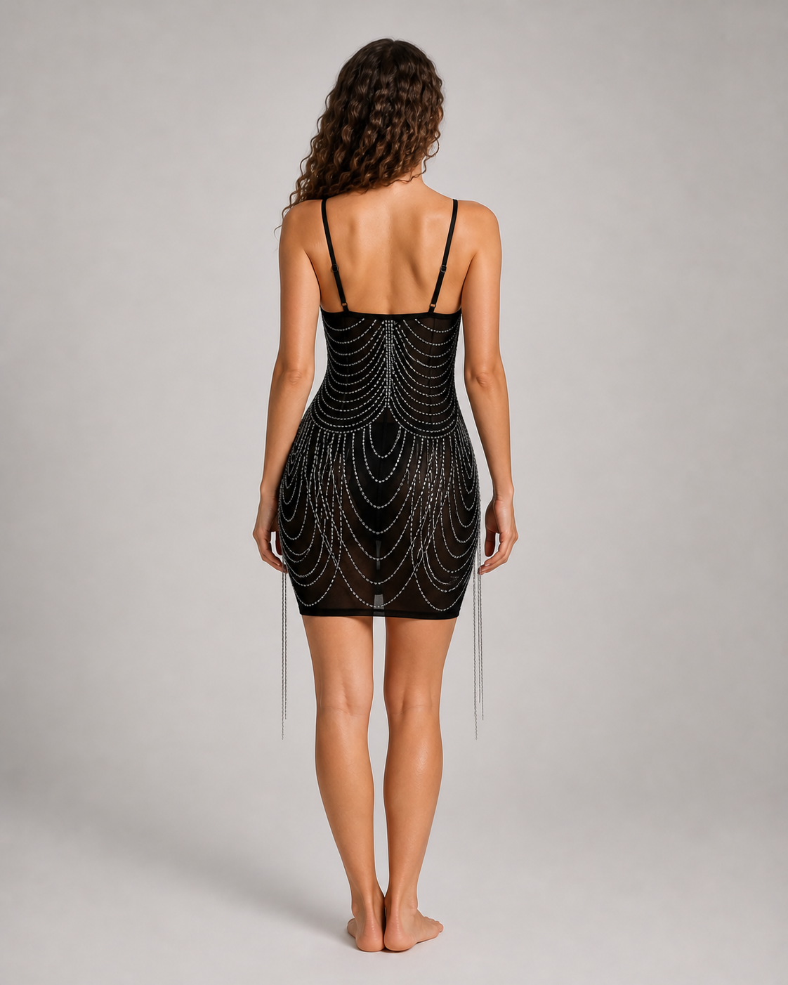 Fianna - Zwarte Mini-jurk met Strass