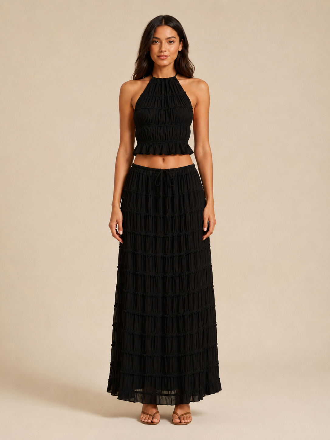 Quinara - 2-Delige Haltertop En Lange Rok Set