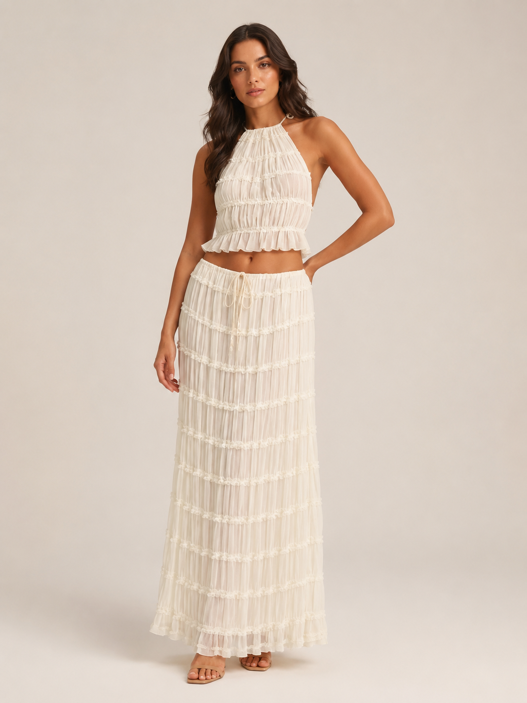 Quinara - 2-Delige Haltertop En Lange Rok Set