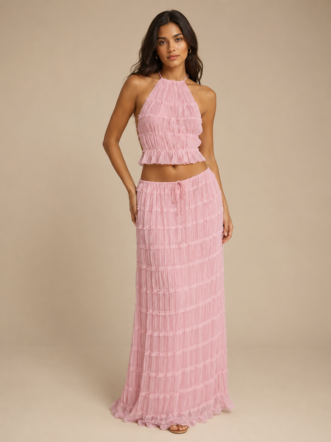 Quinara - 2-Delige Haltertop En Lange Rok Set