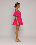 Florisa - Off-shoulder Mini-jurk Met Pofmouwen En A-lijn Rok