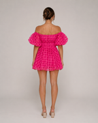 Florisa - Off-shoulder Mini-jurk Met Pofmouwen En A-lijn Rok