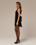 Giselinde - Fluwelen Mini-jurk Met Open Rug En Strikdetail