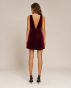 Giselinde - Fluwelen Mini-jurk Met Open Rug En Strikdetail