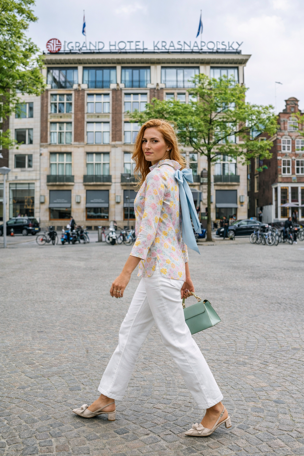 Anita – Lichtroze Dames Blouse Met Bloemenprint