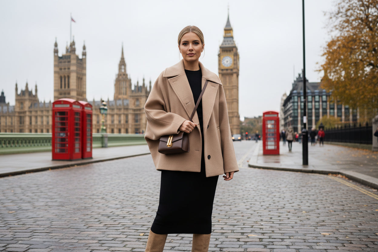 Zoë Dames Oversized Winterjas – Trendy Wollen Jas in Beige of Zwart