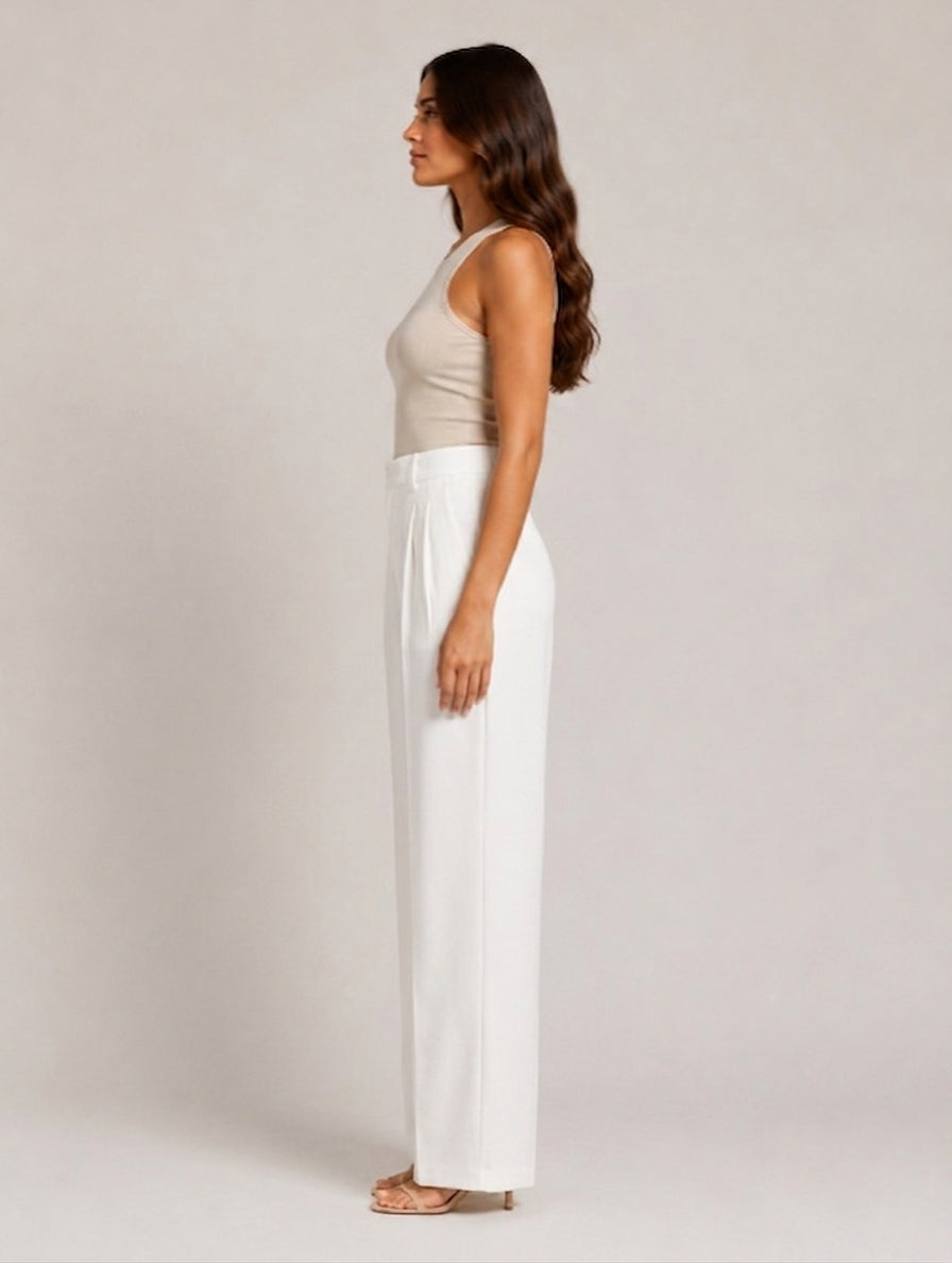 Pierrette - Dames High-waist Pantalon Met Wijde Rechte Pijpen