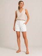 Tameris - Dames stretchshort met lage taille en rechte pijpen