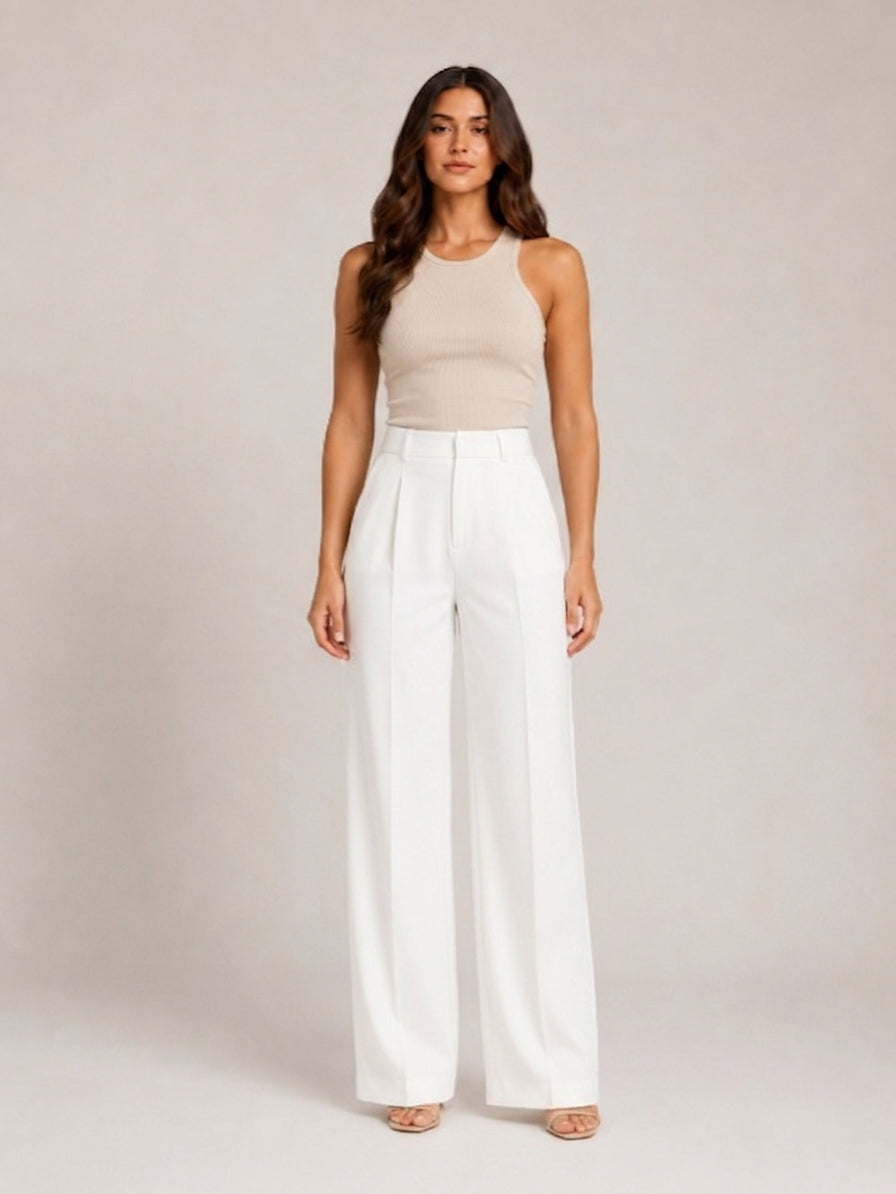 Pierrette - Dames High-waist Pantalon Met Wijde Rechte Pijpen