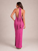 Luisa - Halter Avondjurk met Open Rug en Hoge Split