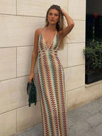 Myrthe - Boho Maxi-jurk met Halternek en Open Rug