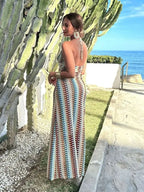 Myrthe - Boho Maxi-jurk met Halternek en Open Rug