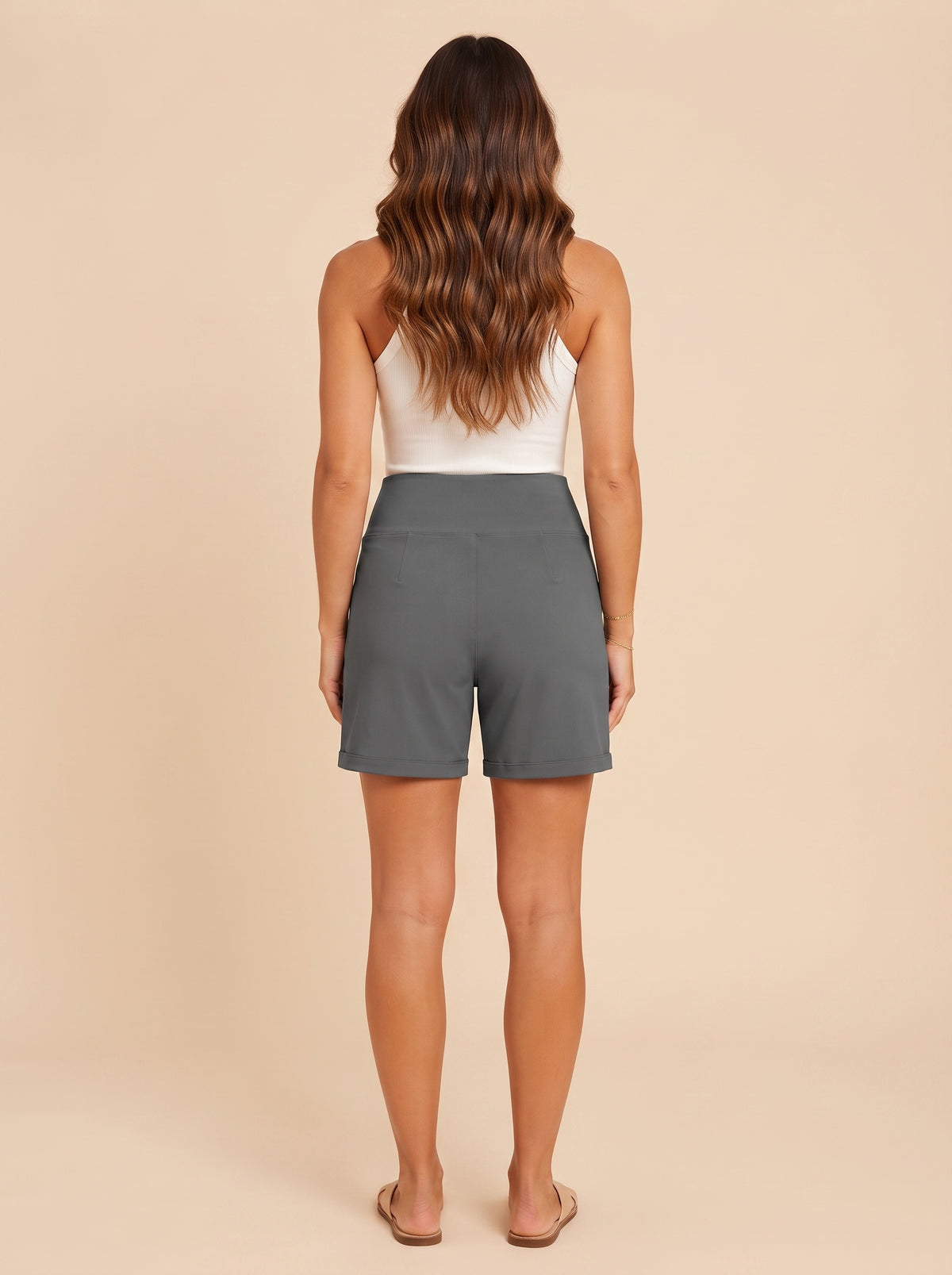 Adara - Dames zomershorts met hoge taille, rechte pijpen en zakken