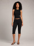 Prudencia - Zwarte Dames Capri-broek Met Elastische Taille