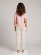 Nadja - Blouse met gedrapeerde halslijn en korte mouwen