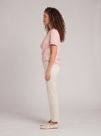Nadja - Blouse met gedrapeerde halslijn en korte mouwen
