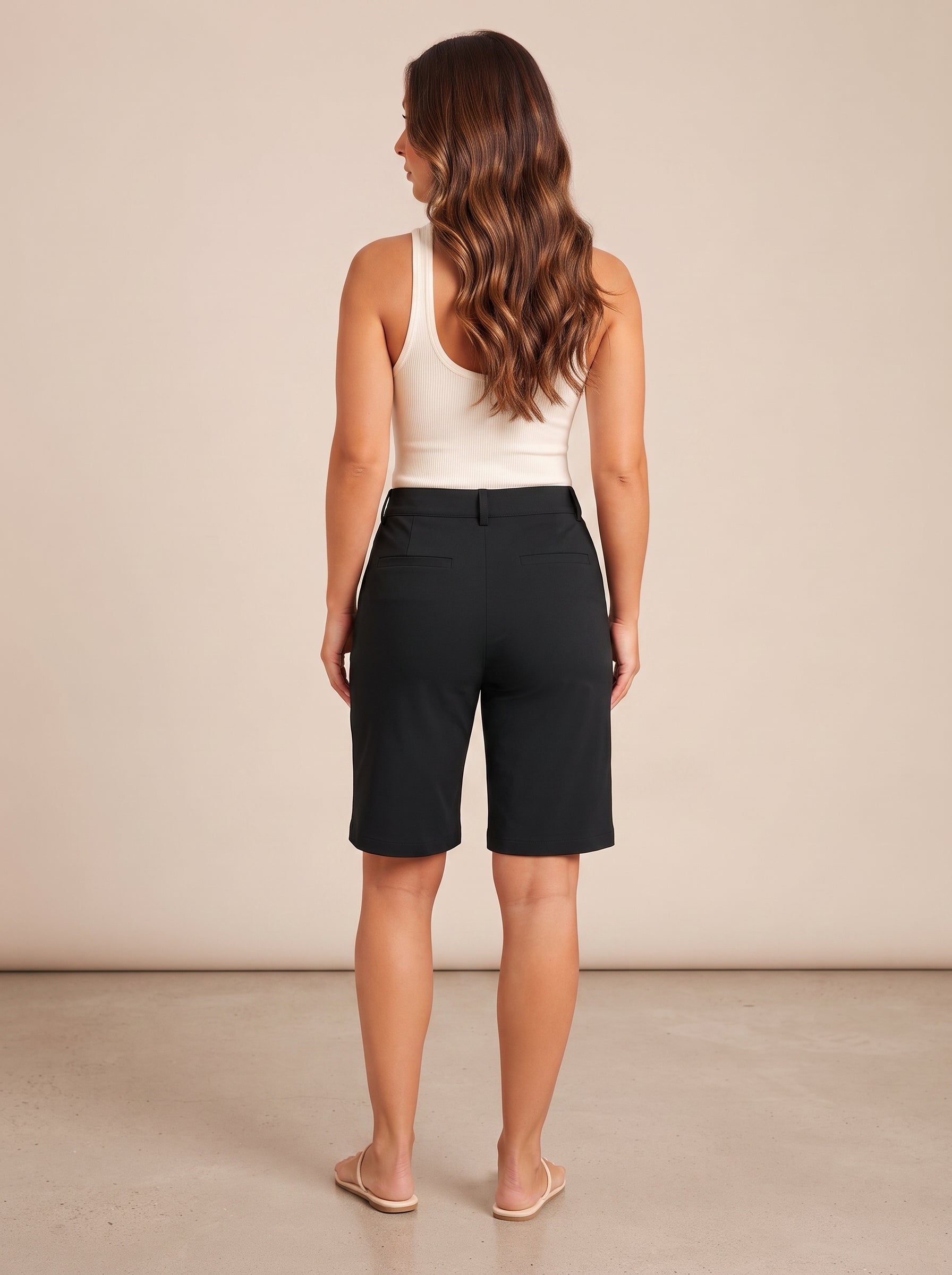 Ruby - Dames bermuda shorts met middelhoge taille en zakken