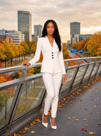 Yolara - dames pak met blazer en rechte broek, getailleerd model