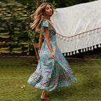 Myrna - Boho Maxi-jurk met Wikkelmodel en Hoge Split