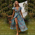 Myrna - Boho Maxi-jurk met Wikkelmodel en Hoge Split