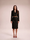 Marisa - zwarte tweed set dames met jasje en rok